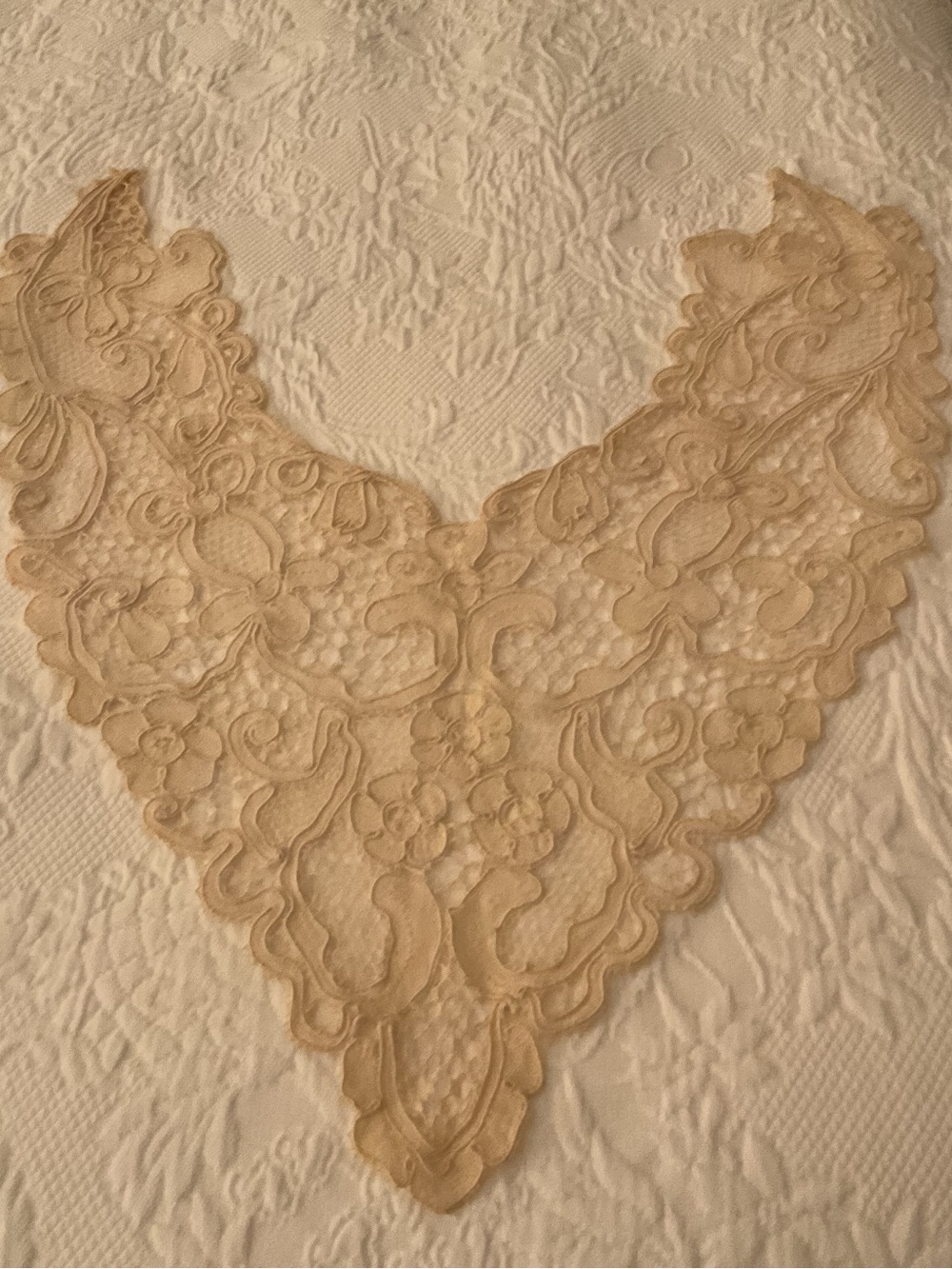 Antique Delicate Beige Lace Collar, handmade